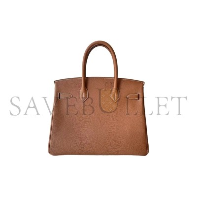 HERMES BIRKIN 30 TOGO BROWN PALLADIUM HARDWARE H030520CK37 (30*22*16cm)